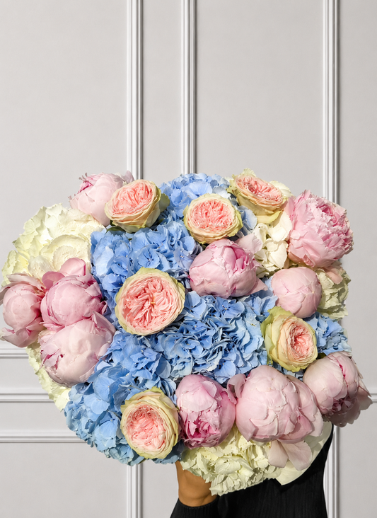 Azure Romance - Hydrangeas, Peonies & Roses Bouquet