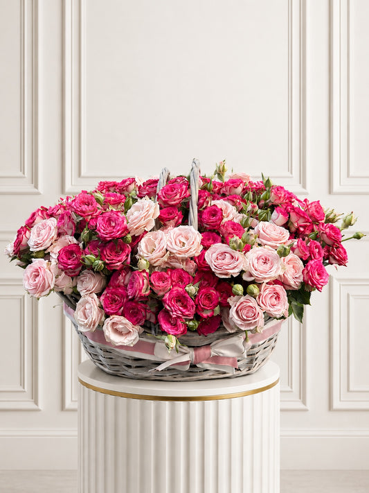 The Grand Rose - Pink Spray Rose Basket