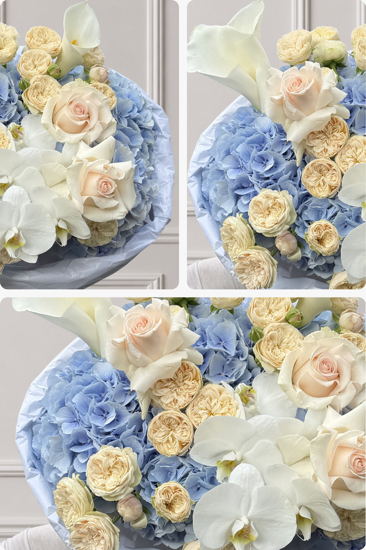 Blue Moon - Hydrangeas and Roses Bouquet