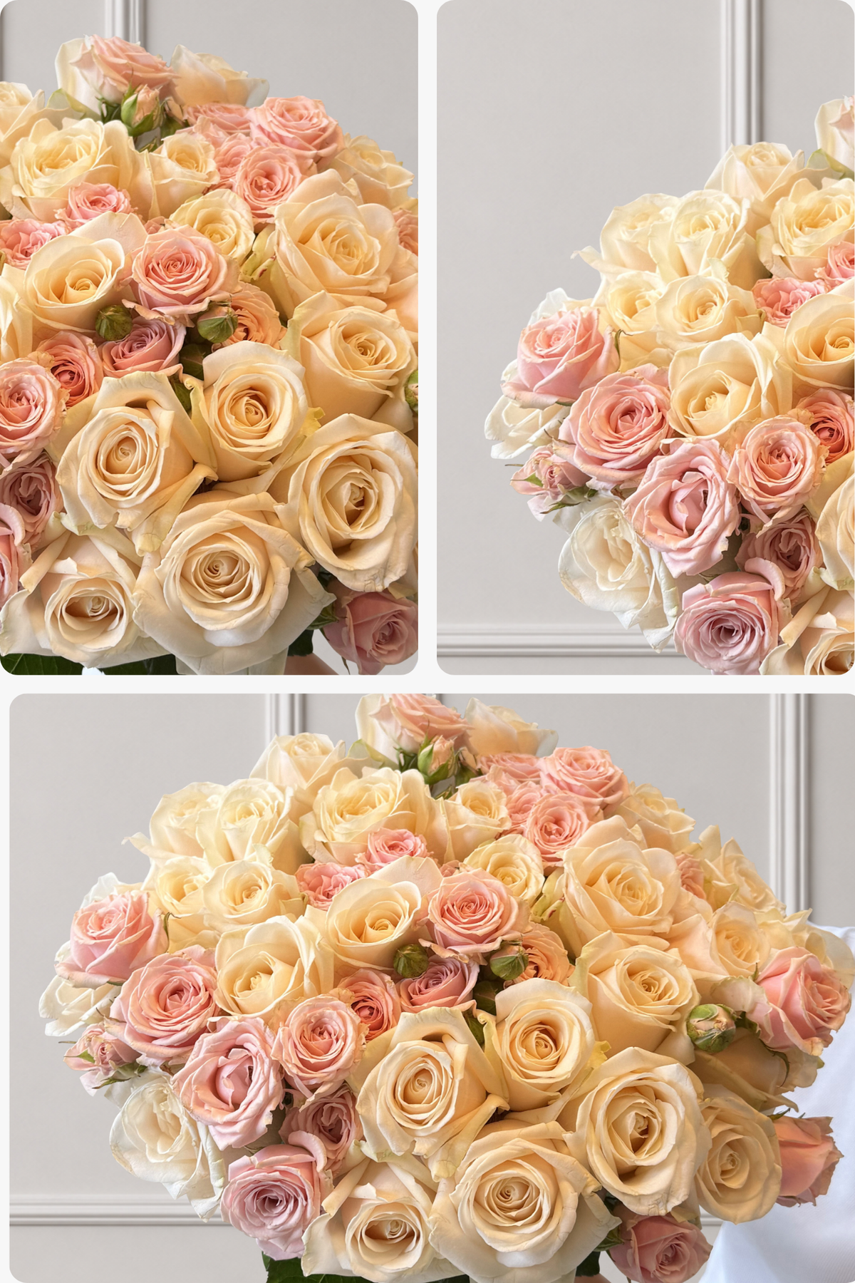 Ivory Silk - Pink & White Roses Bouquet