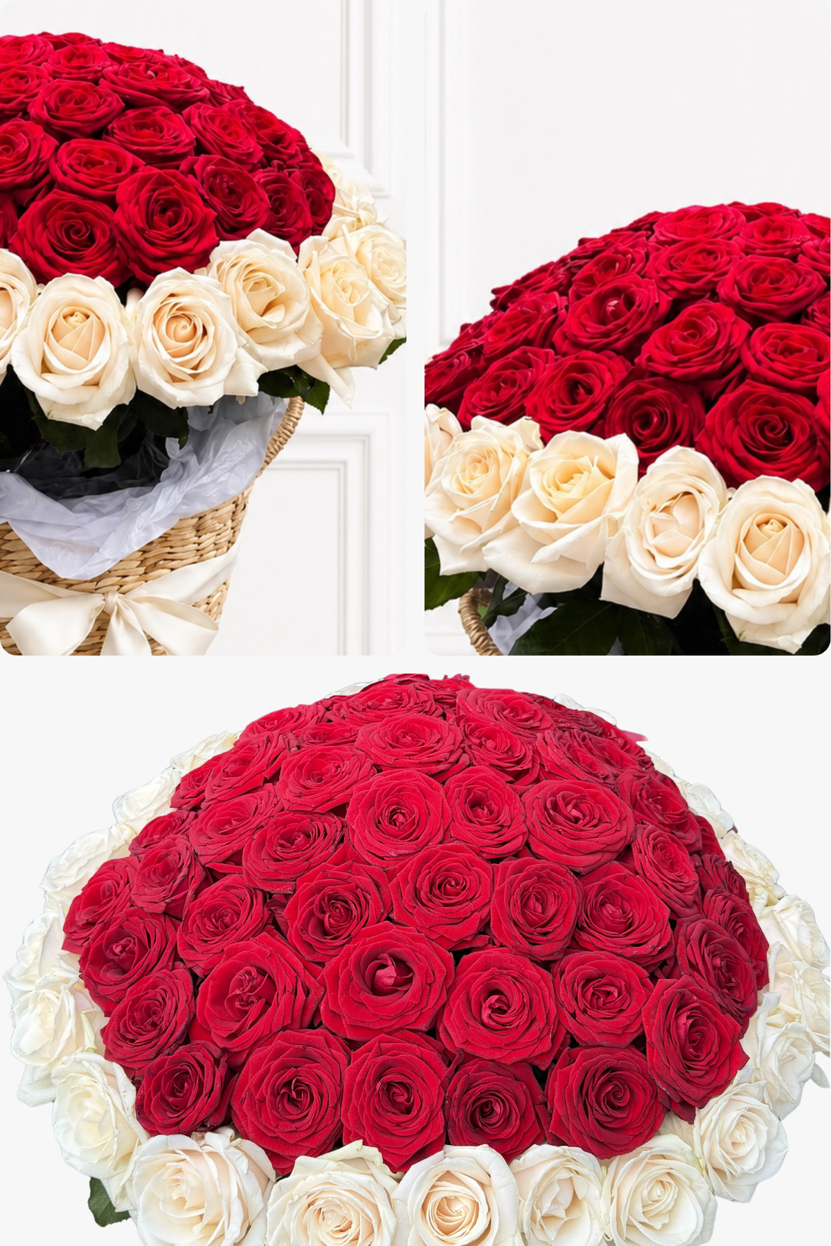 Scarlet & Ivory Luxe - Red and Ivory Roses Basket