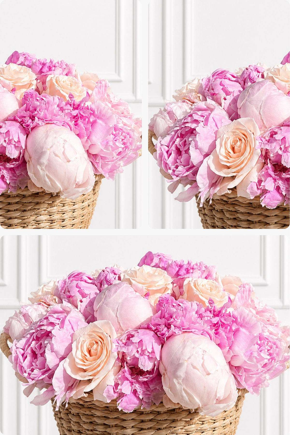 Pink Silk - Roses and Peonies Basket