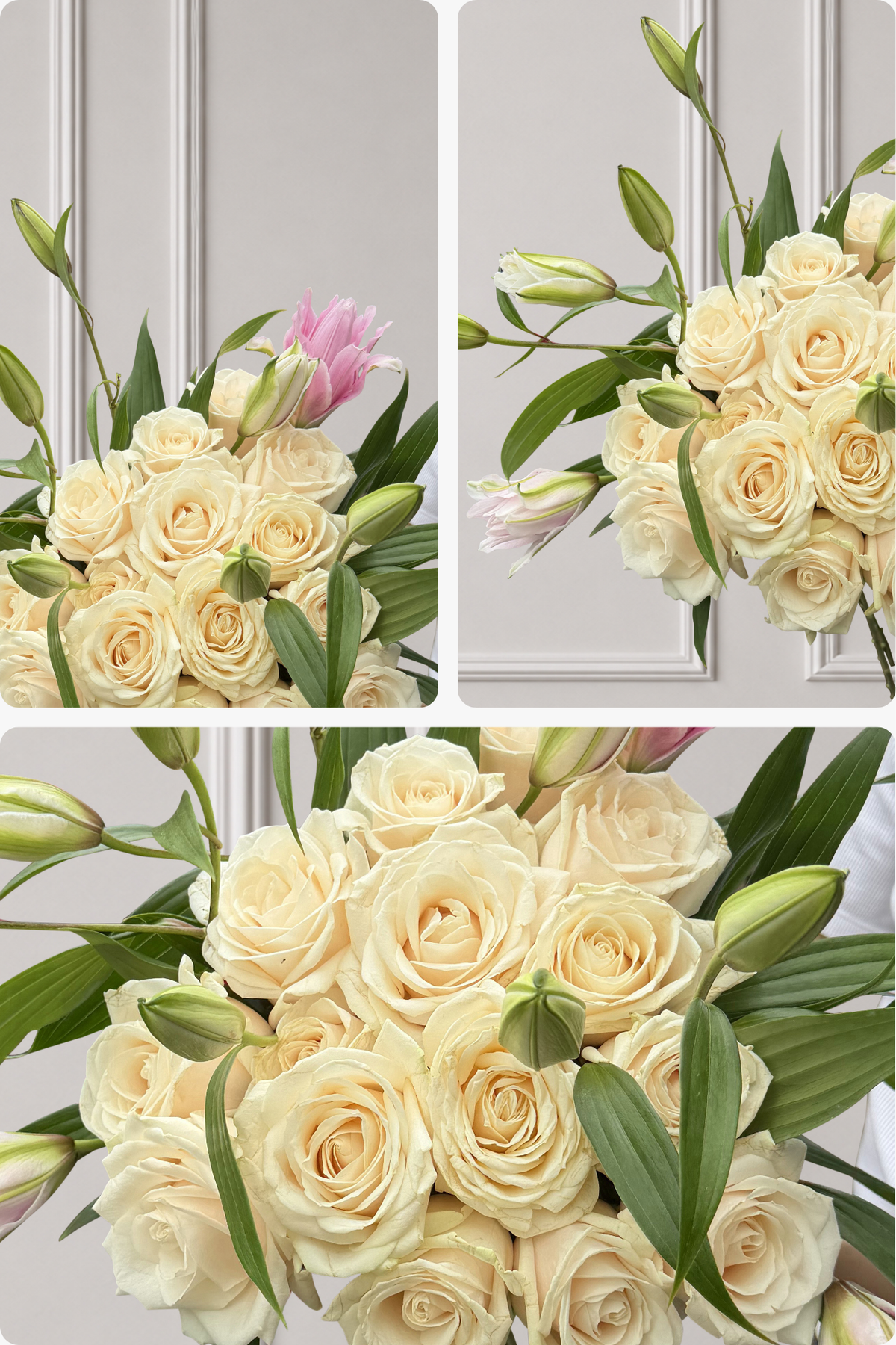 Soft Symphony - White Rose & Lilies Bouquet
